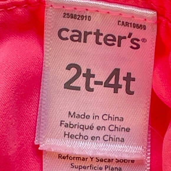 Carter's Baby Toddler Sun Hat Hot Pink Wide Brim and Fabric Flower Size 2T to 4T - Picture 3 of 7